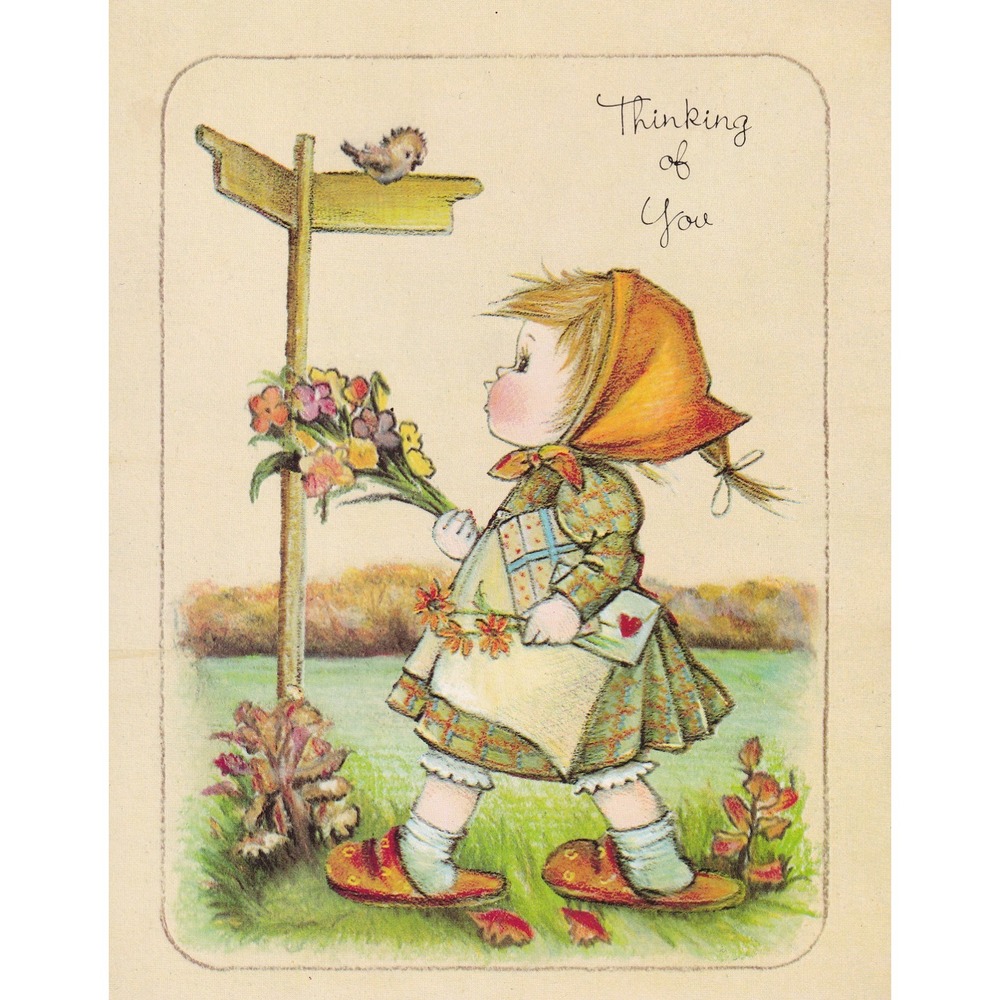 1979 Little Helpers Thinking of You Card Vintage Whimsical Nostalgic
